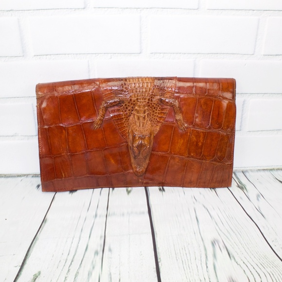 Unbranded Handbags - Vintage Crocodile Clutch Purse 12" X 7"